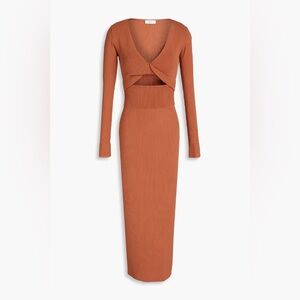 A.L.C Madison Twist-Front Cutout Ribbed-Knit Midi Dress